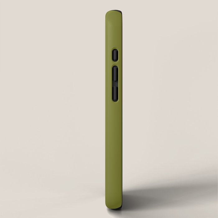 Mid Century Mod Olive Avocado Green Solid Colour  iPhone Case Gallery Image 2