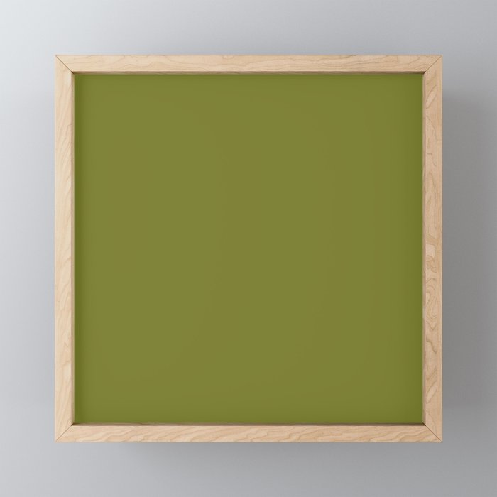 Mid Century Mod Olive Avocado Green Solid Colour Mini Art Print
