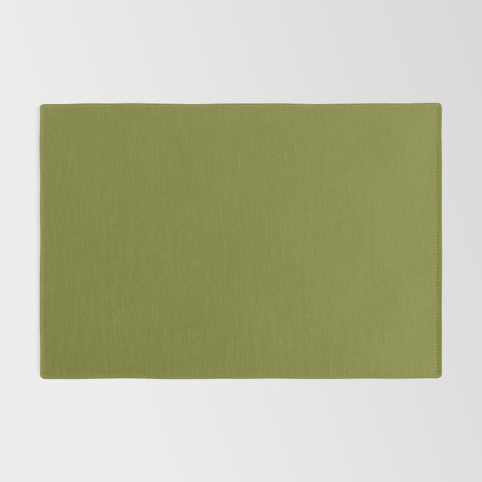 Mid Century Mod Olive Avocado Green Solid Colour  Rug Gallery Image 2