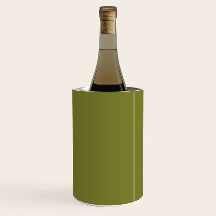 Mid Century Mod Olive Avocado Green Solid Colour  Wine Chiller Gallery Image 1