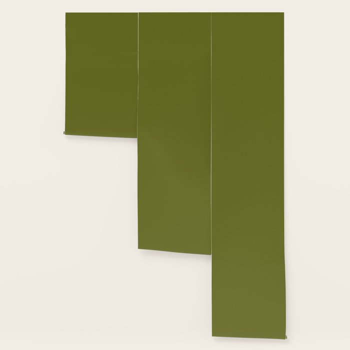 Mid Century Mod Olive Avocado Green Solid Colour  Wallpaper Gallery Image 3