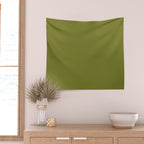 Mid Century Mod Olive Avocado Green Solid Colour  Wall Tapestry Gallery Image 2