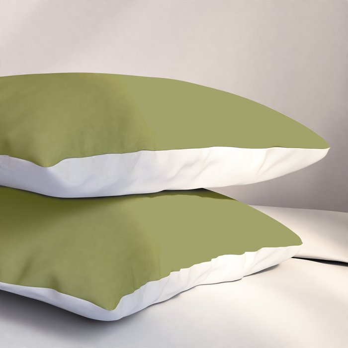 Mid Century Mod Olive Avocado Green Solid Colour  Pillow Sham Gallery Image 3