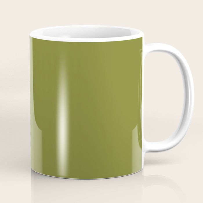 Mid Century Mod Olive Avocado Green Solid Colour  Coffee Mug Gallery Image 1