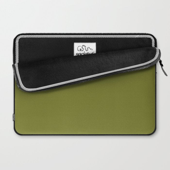 Mid Century Mod Olive Avocado Green Solid Colour  Laptop Sleeve Gallery Image 2