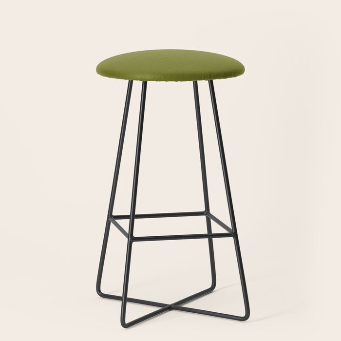Mid Century Mod Olive Avocado Green Solid Colour  Stool Gallery Image 1
