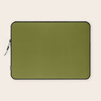 Mid Century Mod Olive Avocado Green Solid Colour  Laptop Sleeve Gallery Image 1