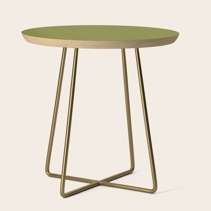 Mid Century Mod Olive Avocado Green Solid Colour  Side Table Gallery Image 1