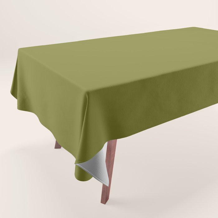 Mid Century Mod Olive Avocado Green Solid Colour  Tablecloth Gallery Image 1