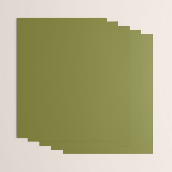 Mid Century Mod Olive Avocado Green Solid Colour  Wrapping Paper Gallery Image 3