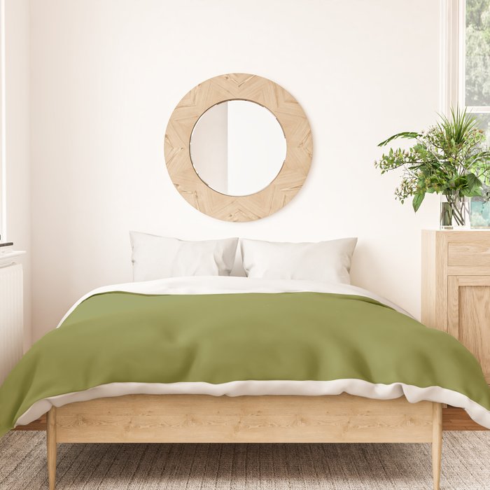 Mid Century Mod Olive Avocado Green Solid Colour  Duvet Cover Gallery Image 3