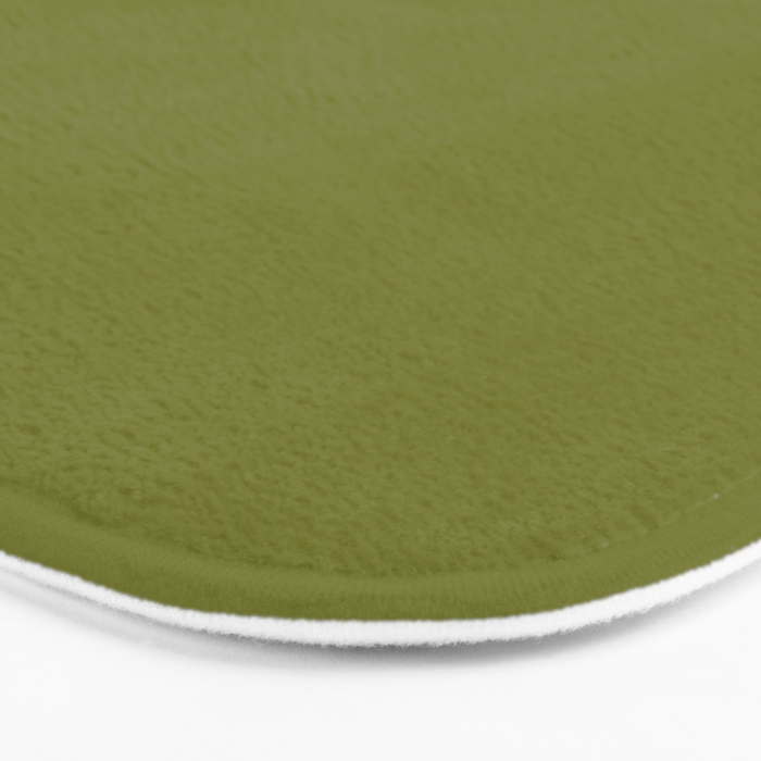 Mid Century Mod Olive Avocado Green Solid Colour  Bath Mat Gallery Image 3