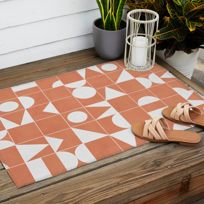 My Favorite Geometric Patterns No.14 - Coral Outdoor Rug Gallery Image 2