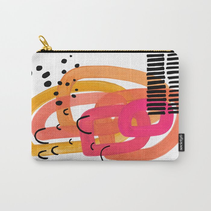 Modern Mid Century Fun Colorful Abstract Minimalist Painting Ombre Yellow Magenta Infinity Circles Carry All Pouch Gallery Image 1