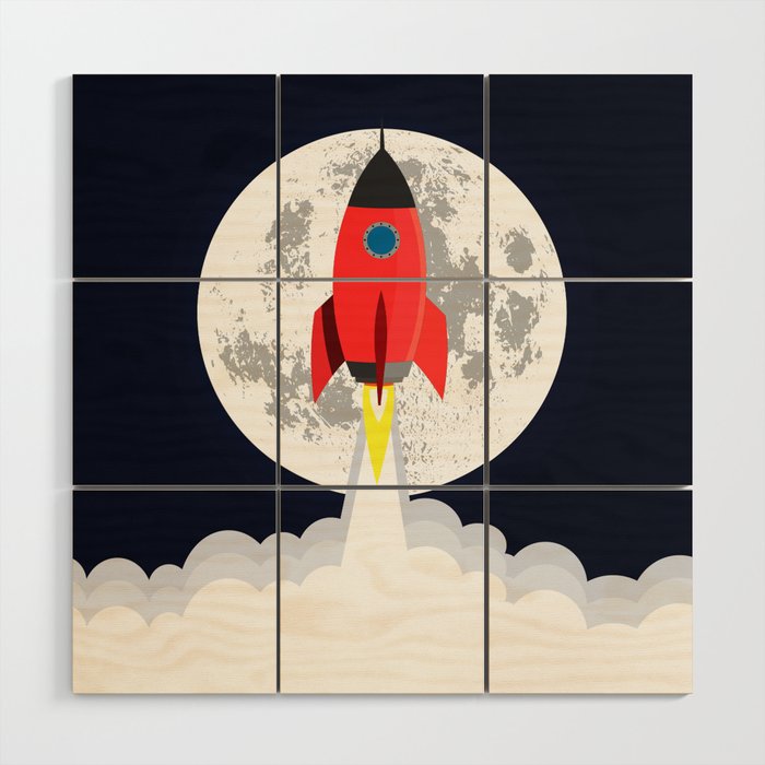Rocket lift off Wood Wall Art Gallery Image 1