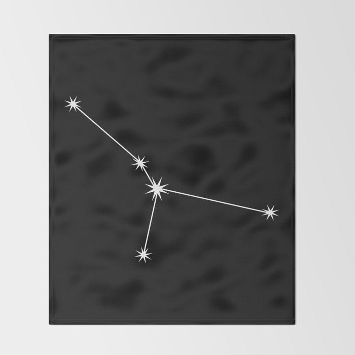 Cancer Zodiac Star Constellation Line Art Black Throw Blanket Gallery Image 2