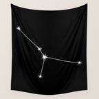 Cancer Zodiac Star Constellation Line Art Black Wall Tapestry Gallery Image 4