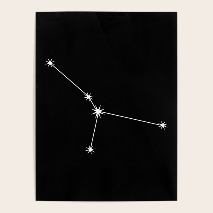 Cancer Zodiac Star Constellation Line Art Black Poster Gallery Image 4