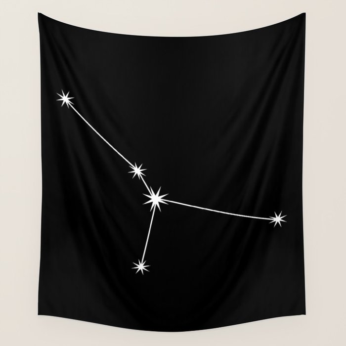 Cancer Zodiac Star Constellation Line Art Black Wall Tapestry Gallery Image 1
