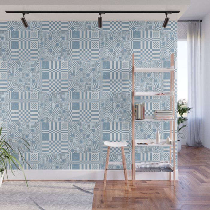 Retro Checkered Squares B Wall Mural Gallery Image 1