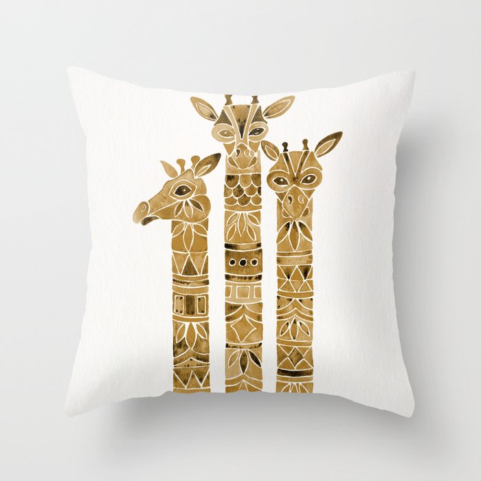 Giraffes - Sepia Palette Throw Pillow Gallery Image 6