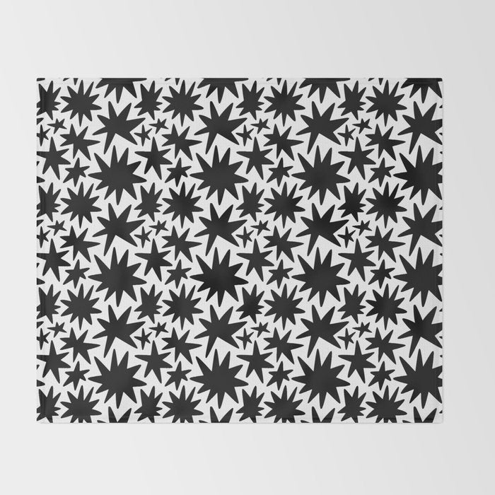 Black and white star shape pattern Throw Blanket Gallery Image 2