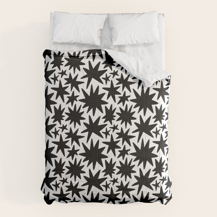 Black and white star shape pattern Comforter Gallery Image 6