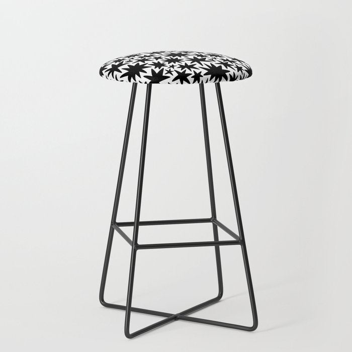 Black and white star shape pattern Stool Gallery Image 1