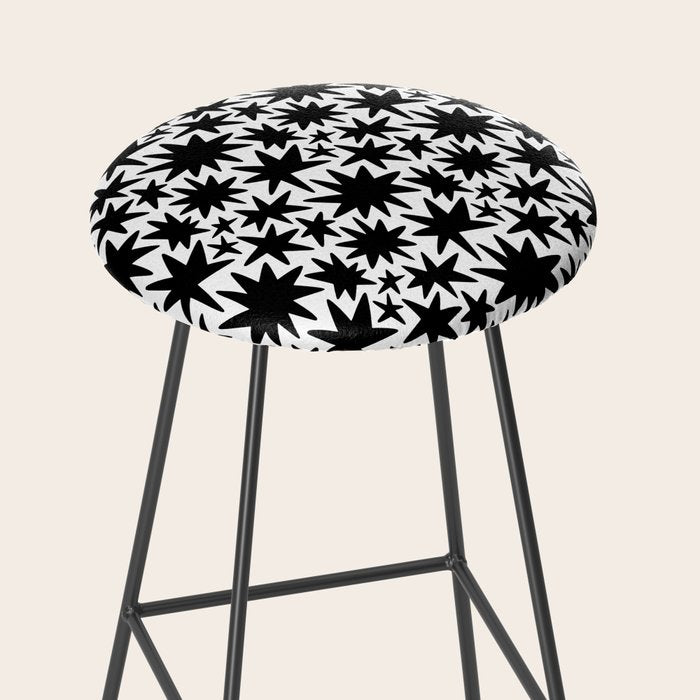 Black and white star shape pattern Stool Gallery Image 2