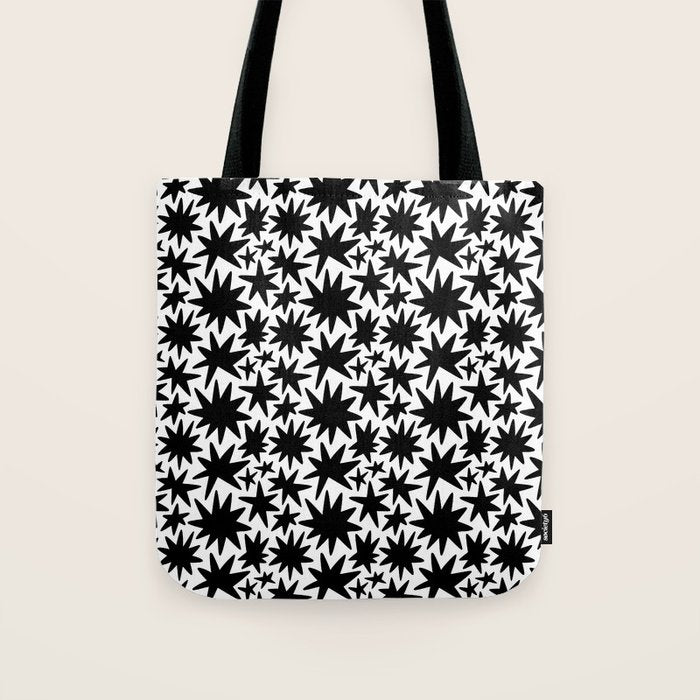 Black and white star shape pattern Tote Bag Gallery Image 1