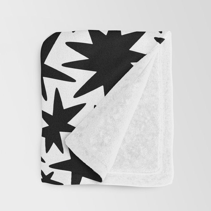 Black and white star shape pattern Throw Blanket Gallery Image 3