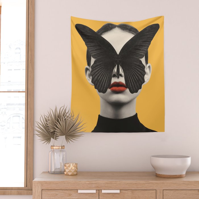 BLACK BUTTERFLY 2 Wall Tapestry Gallery Image 2