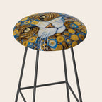 Gustav Klimt Style Cat with Blue and Gold Spots Stool Gallery Image 2