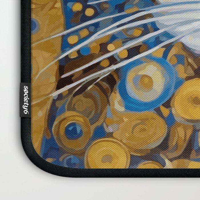 Gustav Klimt Style Cat with Blue and Gold Spots Laptop Sleeve Gallery Image 3
