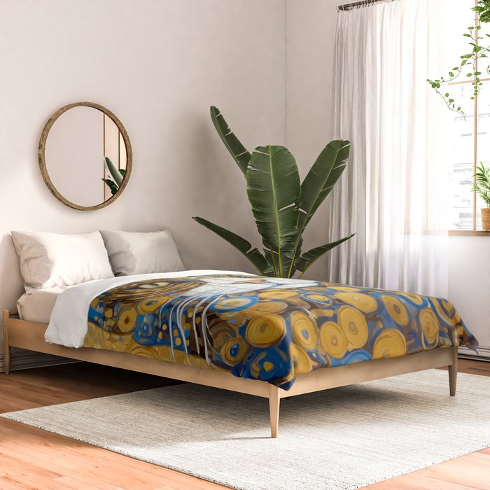 Gustav Klimt Style Cat with Blue and Gold Spots Comforter Gallery Image 2