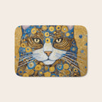 Gustav Klimt Style Cat with Blue and Gold Spots Bath Mat Gallery Image 1