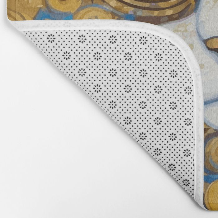 Gustav Klimt Style Cat with Blue and Gold Spots Bath Mat Gallery Image 2