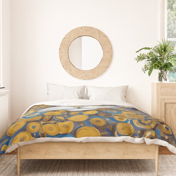 Gustav Klimt Style Cat with Blue and Gold Spots Duvet Cover Gallery Image 3