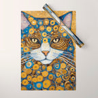 Gustav Klimt Style Cat with Blue and Gold Spots Wrapping Paper Gallery Image 1