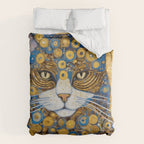 Gustav Klimt Style Cat with Blue and Gold Spots Comforter Gallery Image 6