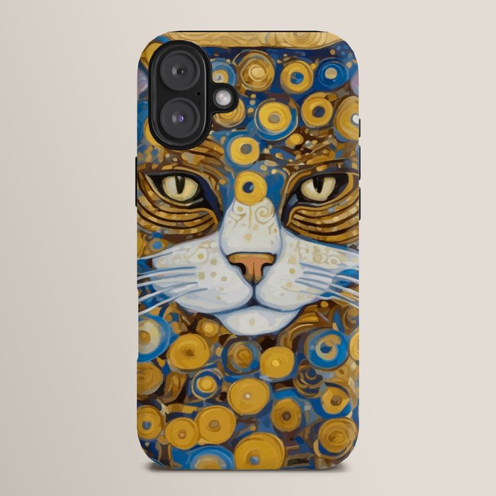 Gustav Klimt Style Cat with Blue and Gold Spots iPhone Case Gallery Image 14