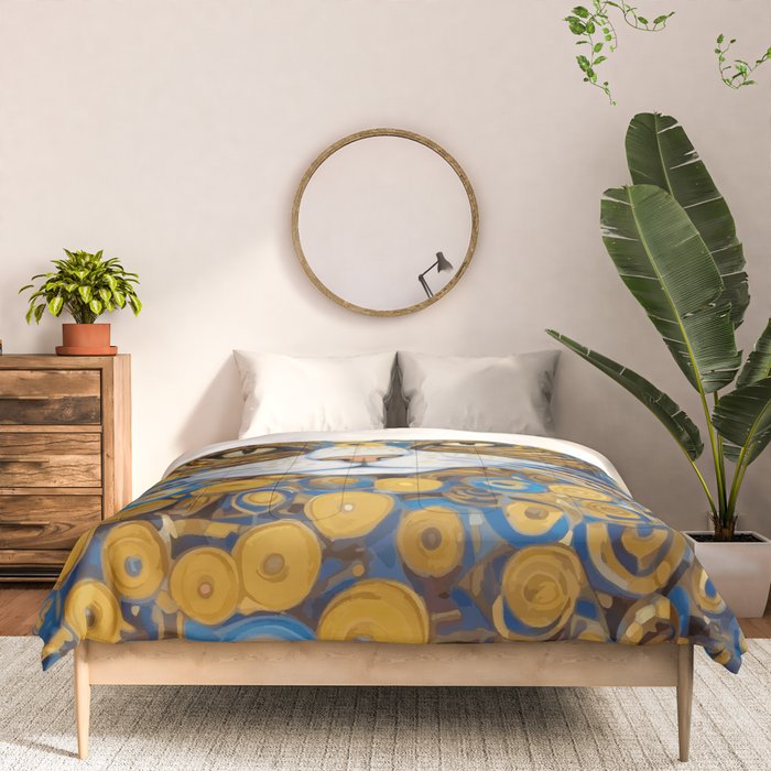 Gustav Klimt Style Cat with Blue and Gold Spots Comforter Gallery Image 3
