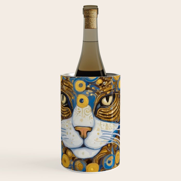 Gustav Klimt Style Cat with Blue and Gold Spots Wine Chiller Gallery Image 1