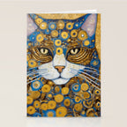 Gustav Klimt Style Cat with Blue and Gold Spots Stationery Card Gallery Image 2