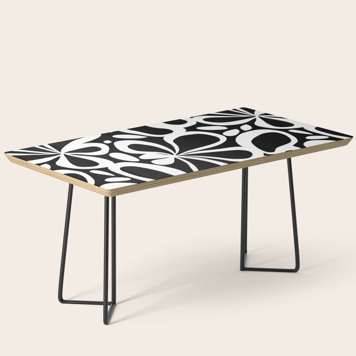 Abstract black and white flower art pattern Coffee Table Gallery Image 1