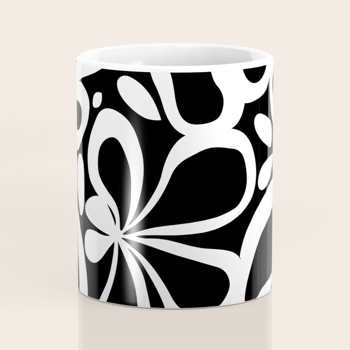 Abstract black and white flower art pattern Coffee Mug Gallery Image 4
