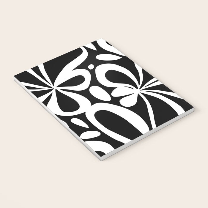 Abstract black and white flower art pattern Notebook Gallery Image 3