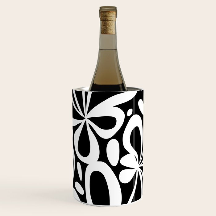 Abstract black and white flower art pattern Wine Chiller Gallery Image 2
