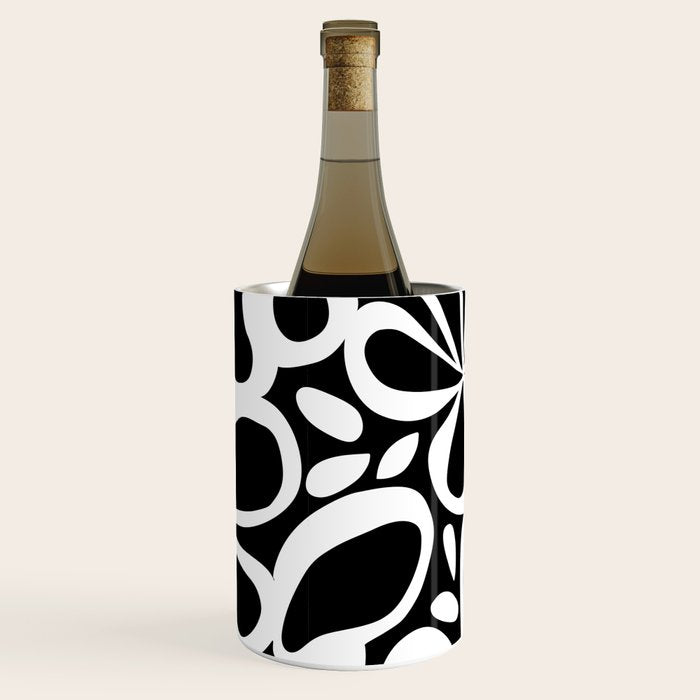 Abstract black and white flower art pattern Wine Chiller Gallery Image 3