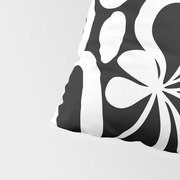 Abstract black and white flower art pattern Pillow Sham Gallery Image 4